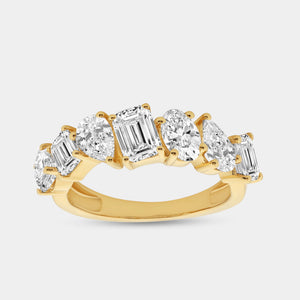 Gilded 2 and 1/2 Carat Diamond Multi-Stone Wedding Band with Fancy Shapes