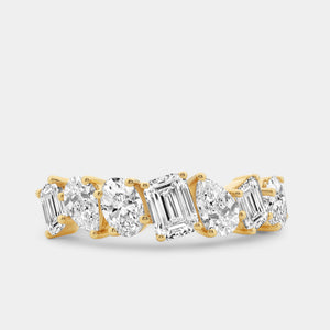 Gilded 2 and 1/2 Carat Diamond Multi-Stone Wedding Band with Fancy Shapes