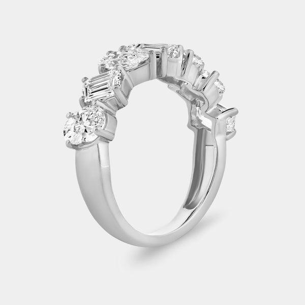 Gilded 2 and 1/2 Carat Diamond Multi-Stone Wedding Band with Fancy Shapes