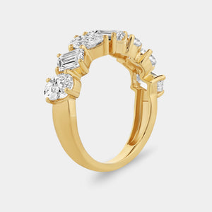 Gilded 2 and 1/2 Carat Diamond Multi-Stone Wedding Band with Fancy Shapes