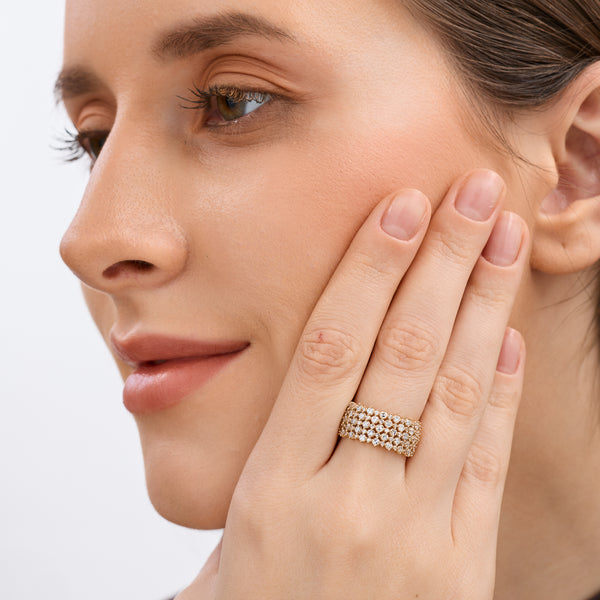 1 Carat Lab-Grown Diamond Five-Row Checkerboard-Inspired Setting Anniversary Band — GILDED New York