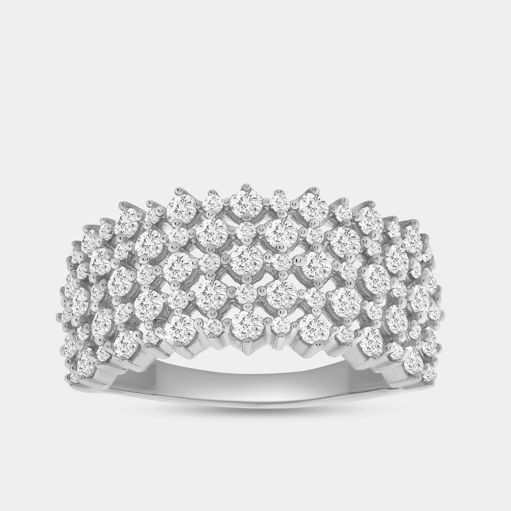 Gilded 1 Carat Lab-Grown Diamond Five-Row Checkerboard-Inspired Setting Anniversary Band