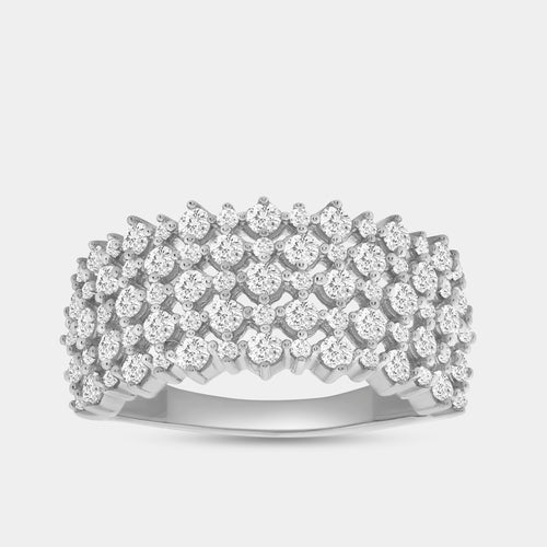Gilded 1 Carat Lab-Grown Diamond Five-Row Checkerboard-Inspired Setting Anniversary Band