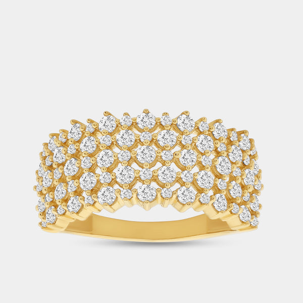 1 Carat Lab-Grown Diamond Five-Row Checkerboard-Inspired Setting Anniversary Band — GILDED New York