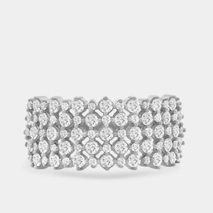 Gilded 1 Carat Lab-Grown Diamond Five-Row Checkerboard-Inspired Setting Anniversary Band