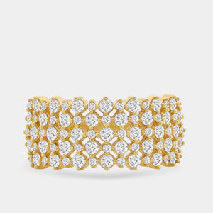 Gilded 1 Carat Lab-Grown Diamond Five-Row Checkerboard-Inspired Setting Anniversary Band