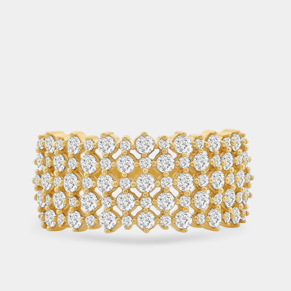 1 Carat Lab-Grown Diamond Five-Row Checkerboard-Inspired Setting Anniversary Band — GILDED New York