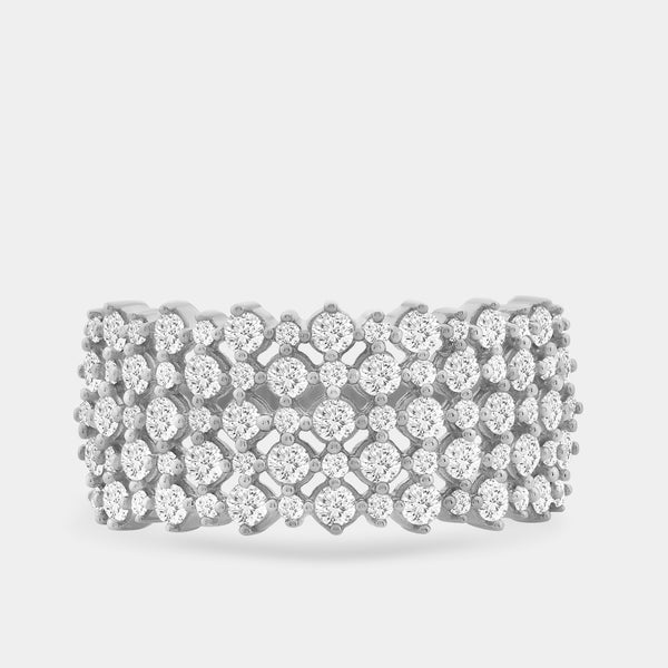1 Carat Lab-Grown Diamond Five-Row Checkerboard-Inspired Setting Anniversary Band — GILDED New York