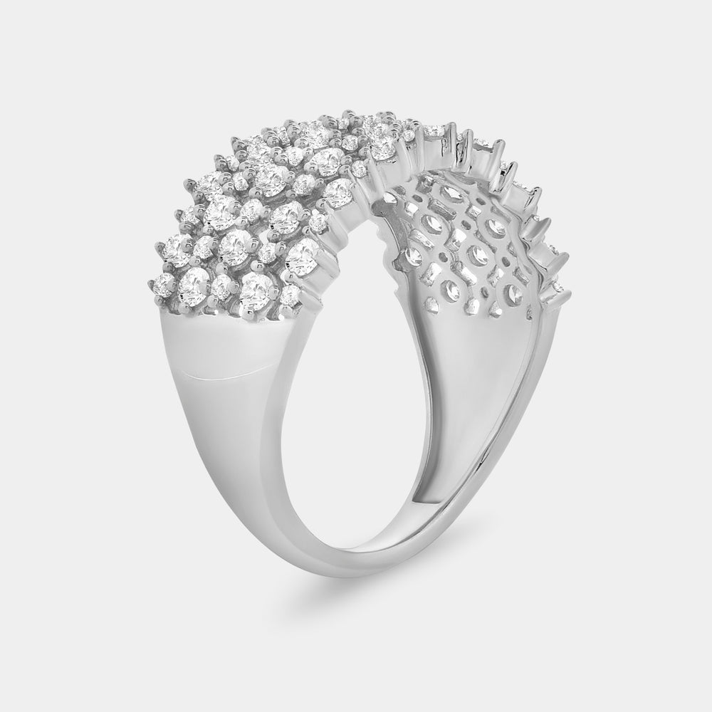 Gilded 1 Carat Lab-Grown Diamond Five-Row Checkerboard-Inspired Setting Anniversary Band