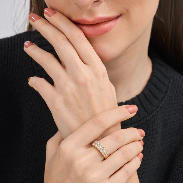 Gilded 1 Carat Lab-Grown Diamond Three-Row Bubble-Set Anniversary Band