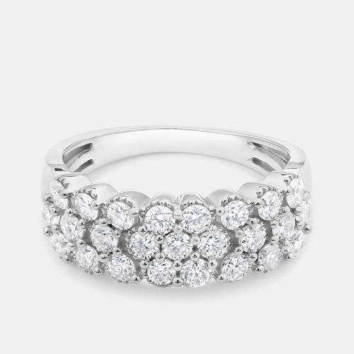 Gilded 1 Carat Lab-Grown Diamond Three-Row Bubble-Set Anniversary Band