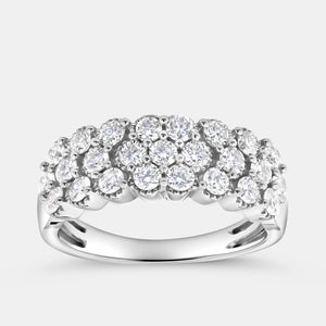 Gilded 1 Carat Lab-Grown Diamond Three-Row Bubble-Set Anniversary Band