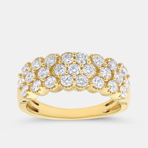 Gilded 1 Carat Lab-Grown Diamond Three-Row Bubble-Set Anniversary Band