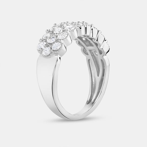 Gilded 1 Carat Lab-Grown Diamond Three-Row Bubble-Set Anniversary Band