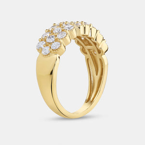Gilded 1 Carat Lab-Grown Diamond Three-Row Bubble-Set Anniversary Band