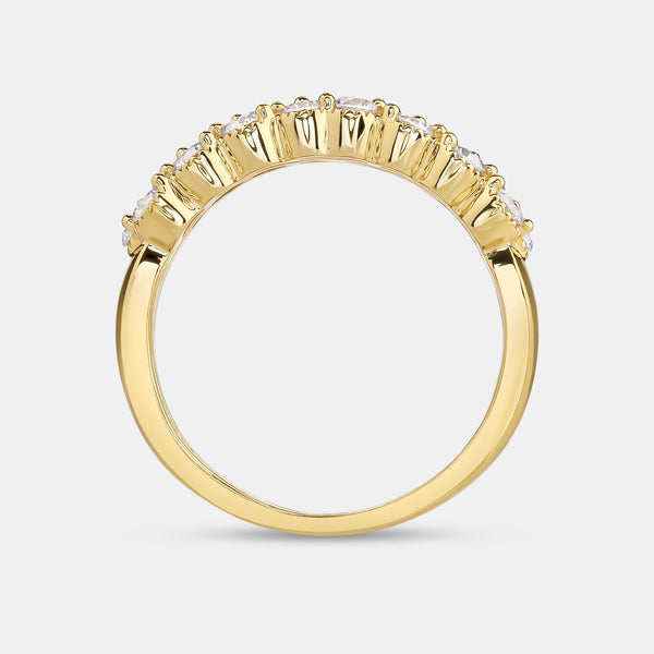 Gilded 1 Carat Lab-Grown Diamond Three-Row Bubble-Set Anniversary Band