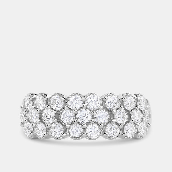 Gilded 1 Carat Lab-Grown Diamond Three-Row Bubble-Set Anniversary Band