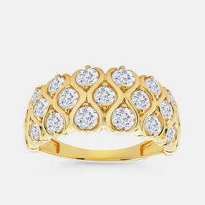 Gilded 1 and 1/2 Carat Lab-Grown Diamond Ring with a Honeycomb Setting