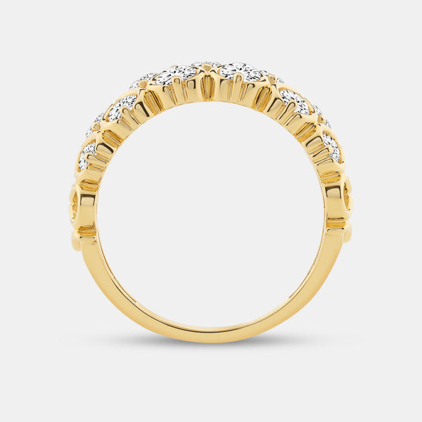 Gilded 1 and 1/2 Carat Lab-Grown Diamond Ring with a Honeycomb Setting