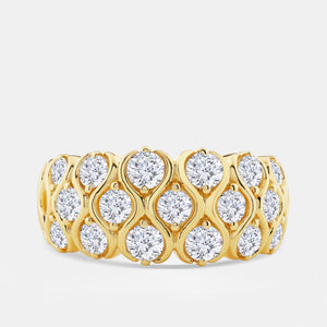 Gilded 1 and 1/2 Carat Lab-Grown Diamond Ring with a Honeycomb Setting