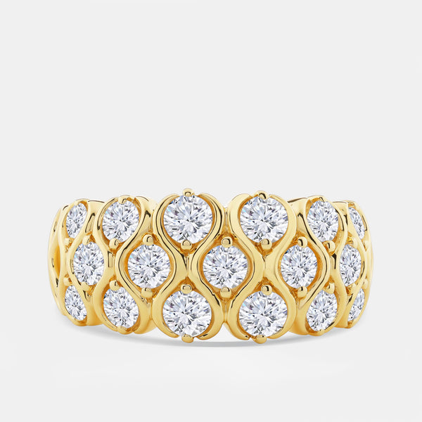 Gilded 1 and 1/2 Carat Lab-Grown Diamond Ring with a Honeycomb Setting