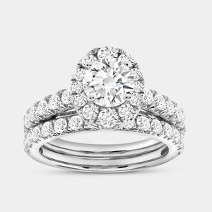 Gilded 2 and 1/2 Carat Lab-Grown Diamond Oval-Shaped Halo Engagement Ring Set