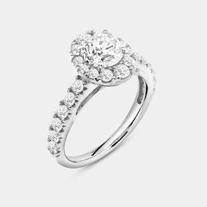Gilded 2 and 1/2 Carat Lab-Grown Diamond Oval-Shaped Halo Engagement Ring Set