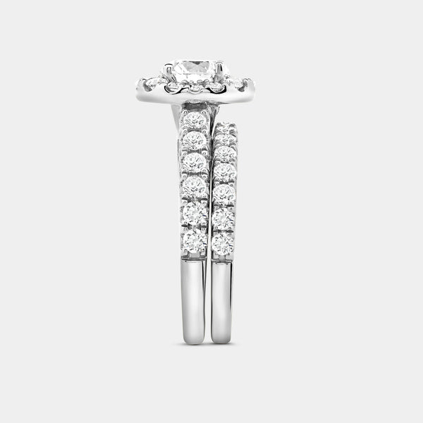 2 and 1/2 Carat Lab-Grown Diamond Oval-Shaped Halo Engagement Ring Set — GILDED New York