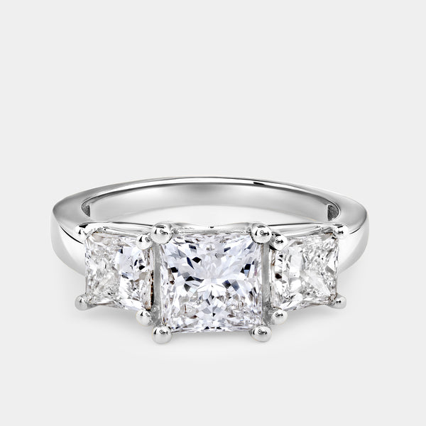 3 Carat Lab-Grown Diamond Princess-Cut Three-Stone Ring — GILDED New York
