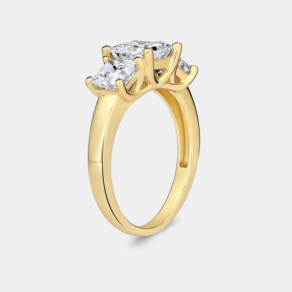 3 Carat Lab-Grown Diamond Princess-Cut Three-Stone Ring — GILDED New York