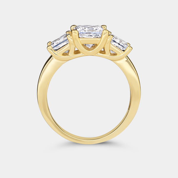 3 Carat Lab-Grown Diamond Princess-Cut Three-Stone Ring — GILDED New York
