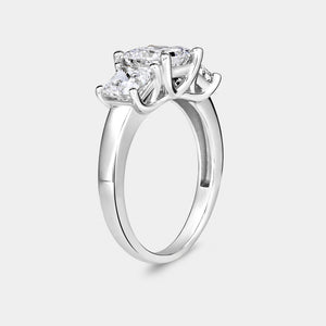Gilded 3 Carat Lab-Grown Diamond Princess-Cut Three-Stone Ring