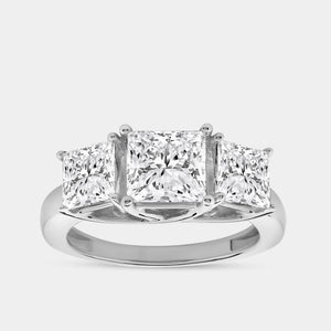 Gilded 4 Carat Lab-Grown Diamond Princess-Cut Three-Stone Ring