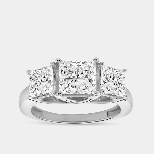 4 Carat Lab-Grown Diamond Princess-Cut Three-Stone Ring — GILDED New York