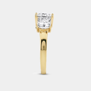 Gilded 4 Carat Lab-Grown Diamond Princess-Cut Three-Stone Ring