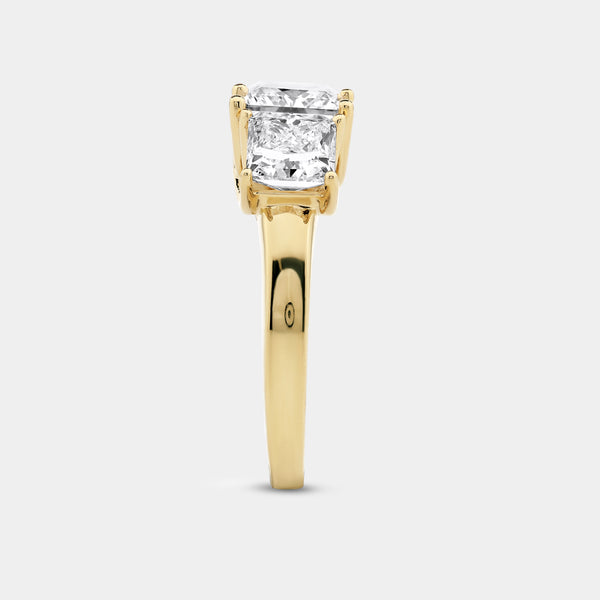 4 Carat Lab-Grown Diamond Princess-Cut Three-Stone Ring — GILDED New York