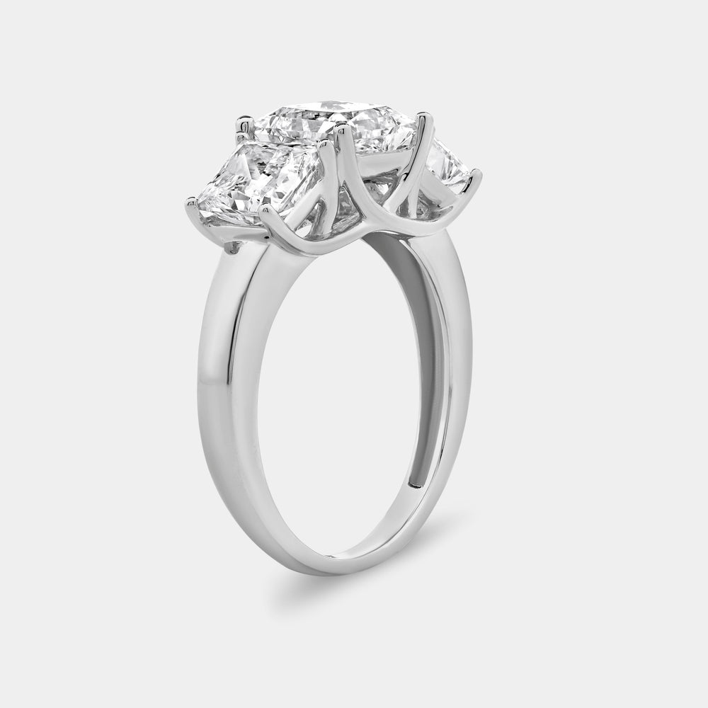 Gilded 4 Carat Lab-Grown Diamond Princess-Cut Three-Stone Ring