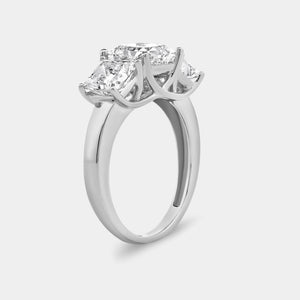 Gilded 4 Carat Lab-Grown Diamond Princess-Cut Three-Stone Ring