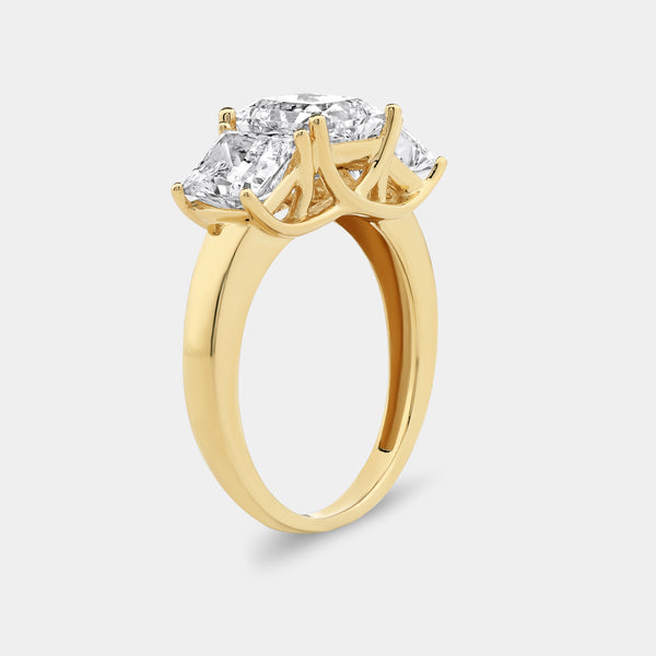 4 Carat Lab-Grown Diamond Princess-Cut Three-Stone Ring — GILDED New York