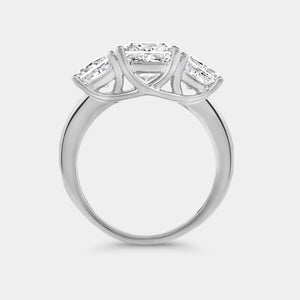 Gilded 4 Carat Lab-Grown Diamond Princess-Cut Three-Stone Ring