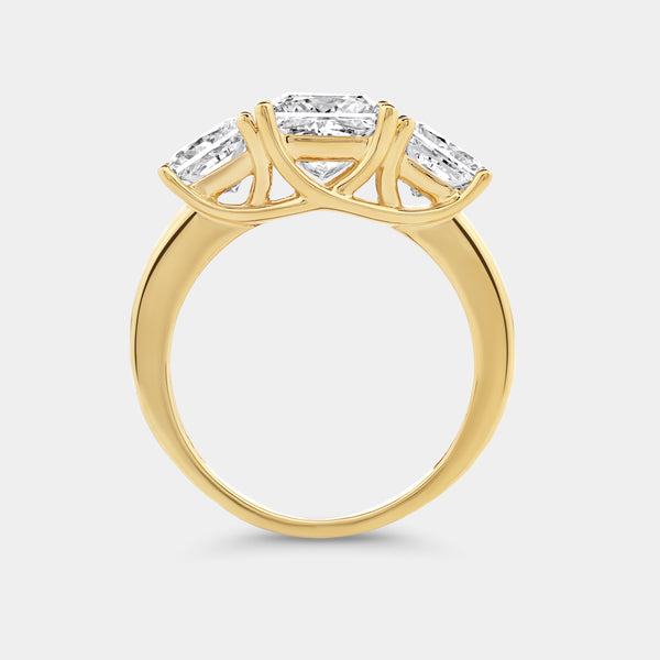 4 Carat Lab-Grown Diamond Princess-Cut Three-Stone Ring — GILDED New York