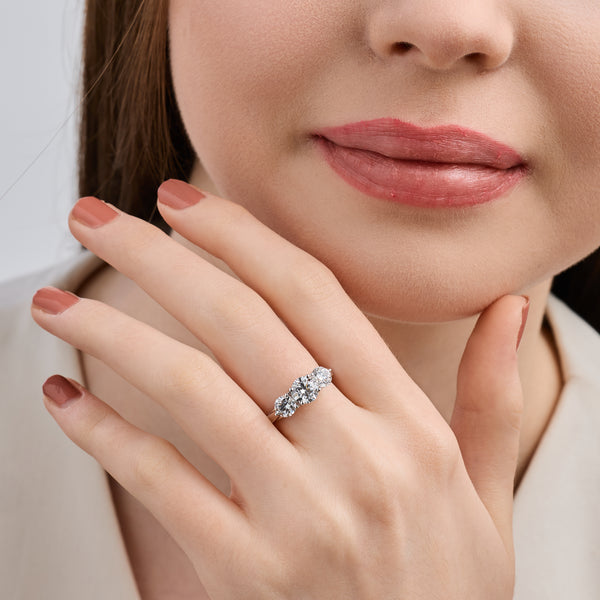 2 Carat Lab-Grown Diamond Round-Shaped Three-Stone Ring — GILDED New York