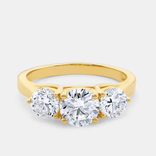 2 Carat Lab-Grown Diamond Round-Shaped Three-Stone Ring — GILDED New York