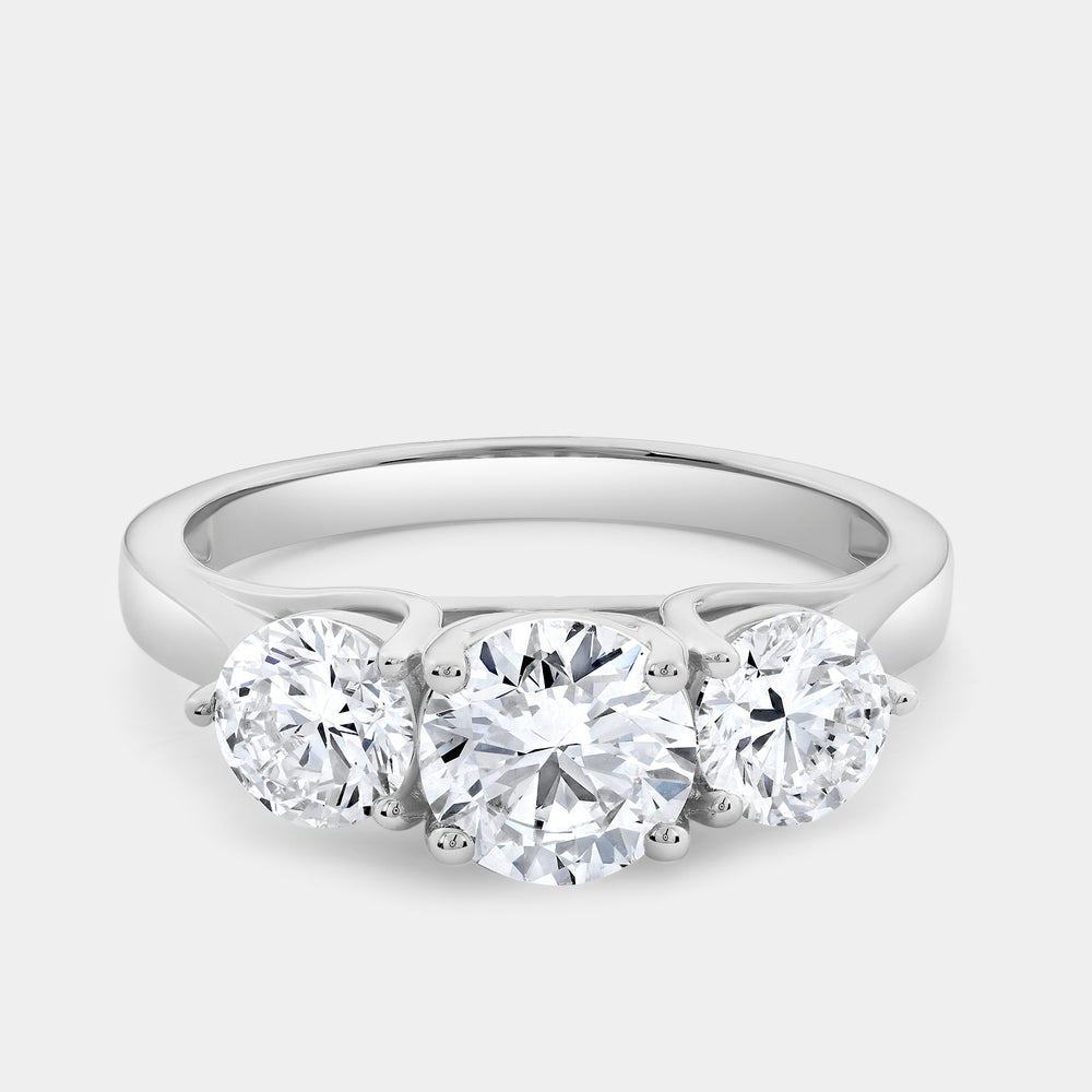 Gilded 2 Carat Lab-Grown Diamond Round-Shaped Three-Stone Ring