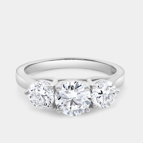 Gilded 2 Carat Lab-Grown Diamond Round-Shaped Three-Stone Ring