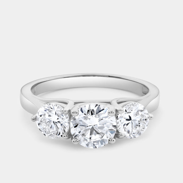 2 Carat Lab-Grown Diamond Round-Shaped Three-Stone Ring — GILDED New York
