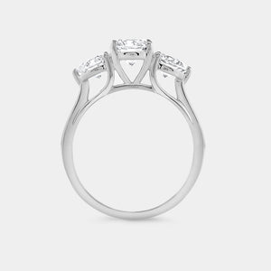 Gilded 2 Carat Lab-Grown Diamond Round-Shaped Three-Stone Ring