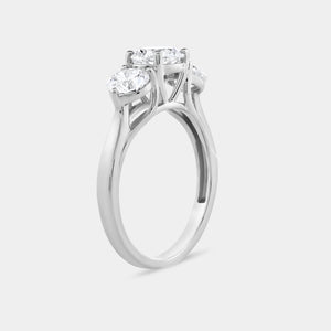 Gilded 2 Carat Lab-Grown Diamond Round-Shaped Three-Stone Ring
