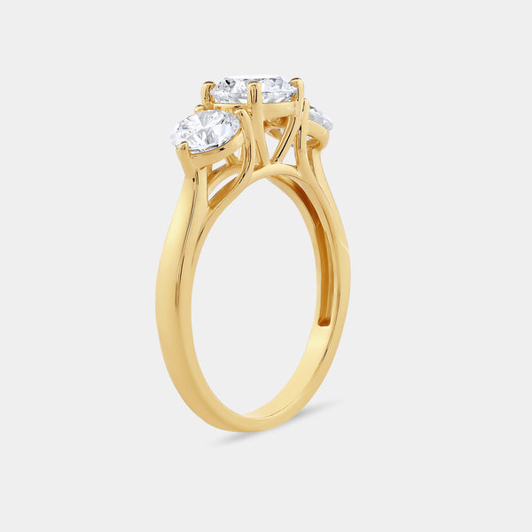 2 Carat Lab-Grown Diamond Round-Shaped Three-Stone Ring — GILDED New York