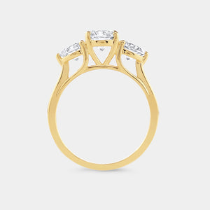Gilded 2 Carat Lab-Grown Diamond Round-Shaped Three-Stone Ring